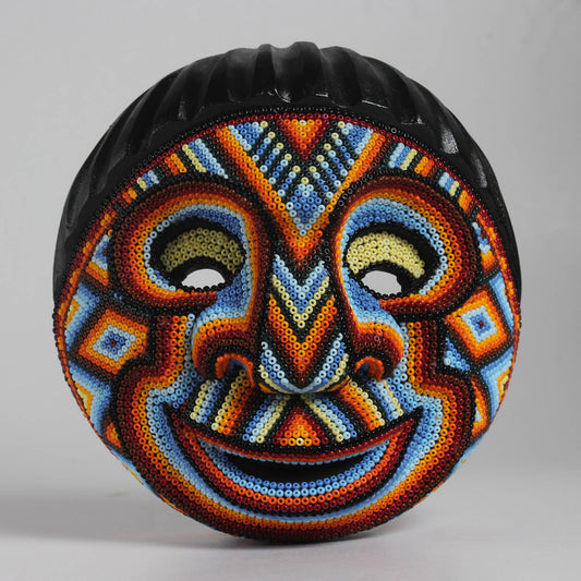 Máscara del Pensamiento Bonito – Redonda 15 cm, Rojo y Celeste