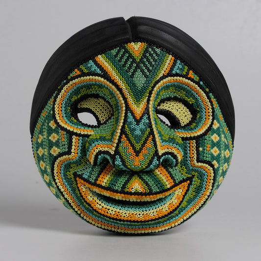 Máscara del Pensamiento Bonito – Redonda 15 cm, Verde y Amarillo