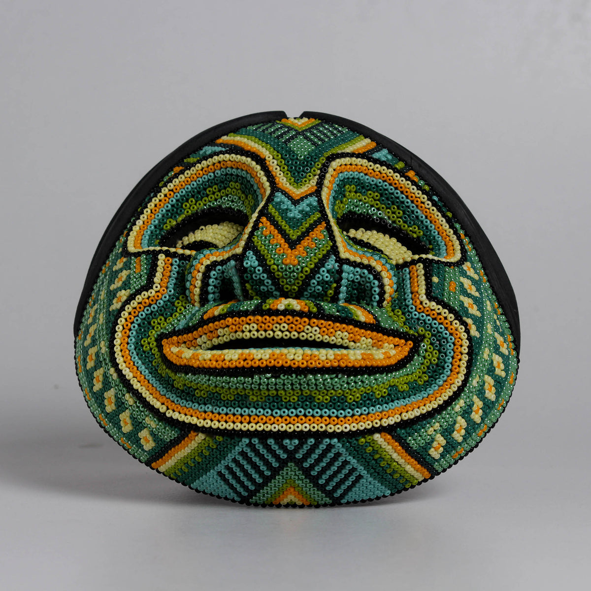 Máscara del Pensamiento Bonito – Redonda 15 cm, Verde y Amarillo