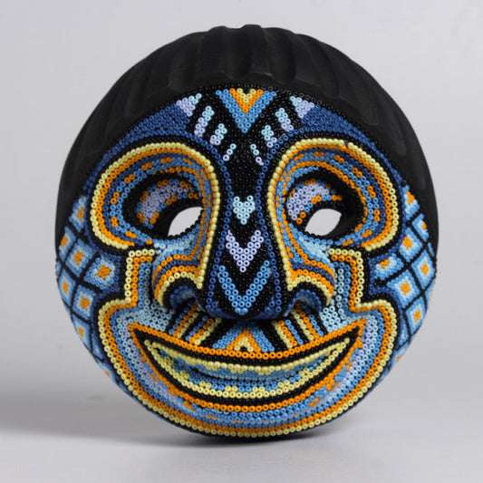 Máscara del Pensamiento Bonito – Redonda 15 cm, Azul y Naranja