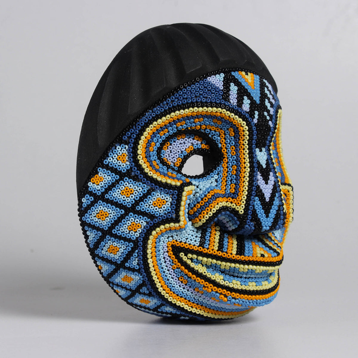 Máscara del Pensamiento Bonito – Redonda 15 cm, Azul y Naranja
