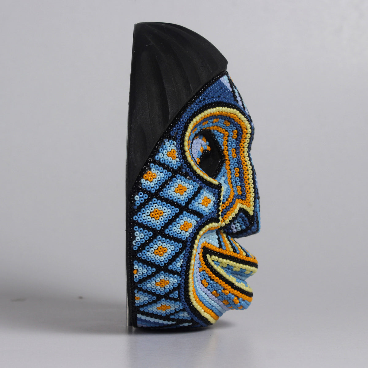 Máscara del Pensamiento Bonito – Redonda 15 cm, Azul y Naranja