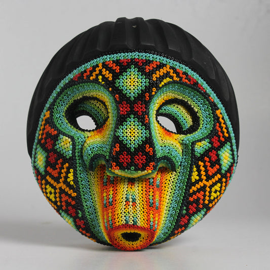 Máscara Silbando – Redonda 15 cm, Verde y Amarillo